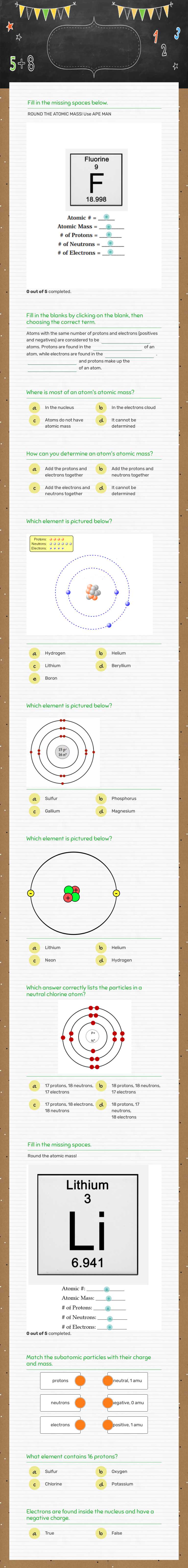 111 Atoms and Elements-Review worksheet preview image