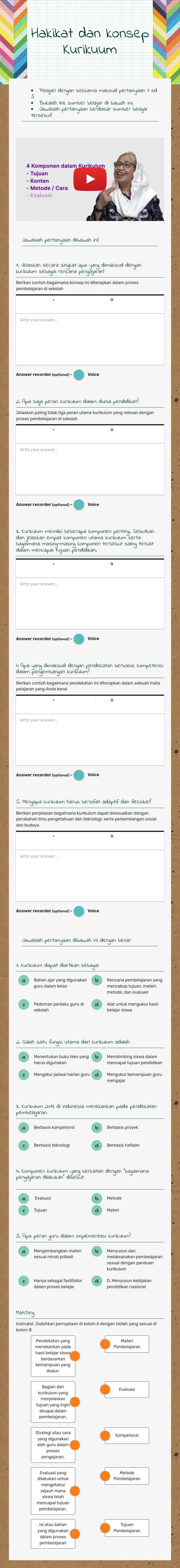 Hakikat dan konsep Kurikuum worksheet preview image
