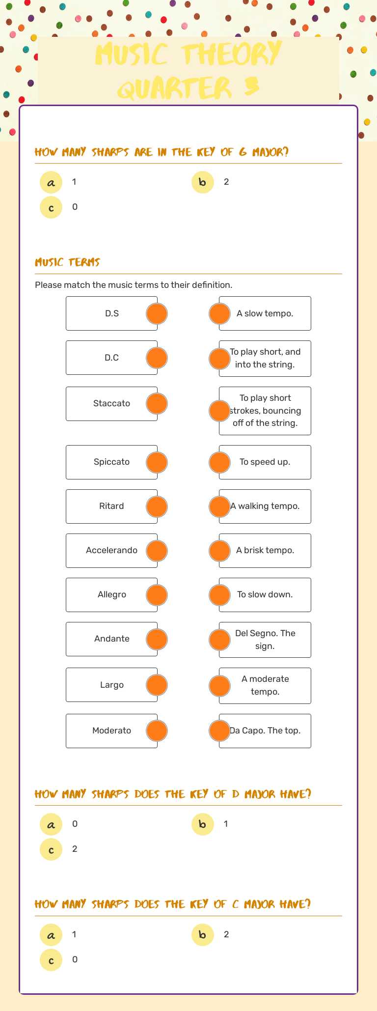 Music Theory Quarter 3 worksheet preview image
