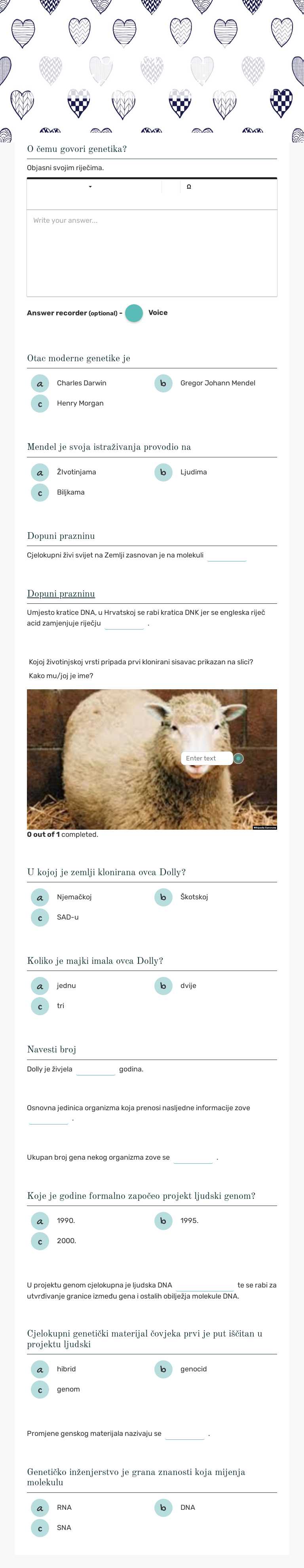 Genetika i biotehnologije worksheet preview image