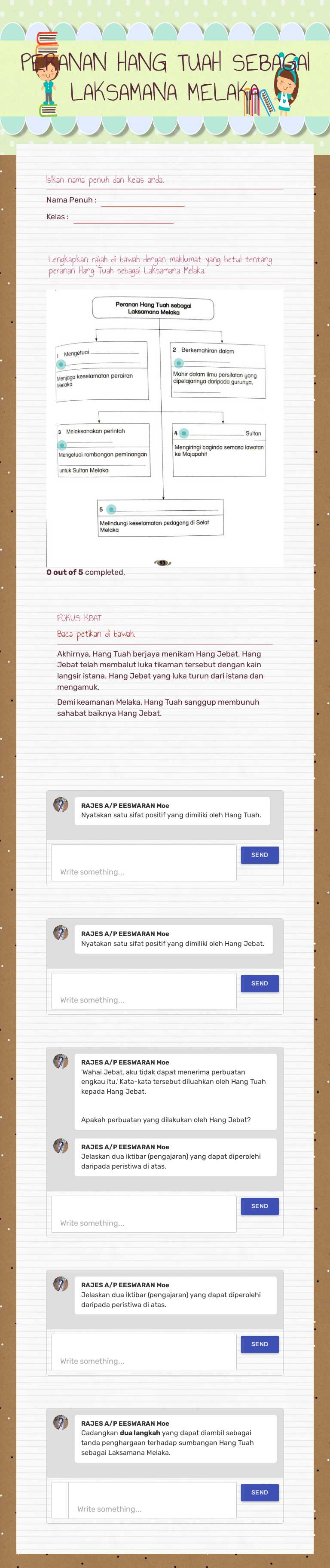 PERANAN HANG TUAH SEBAGAI LAKSAMANA MELAKA worksheet preview image