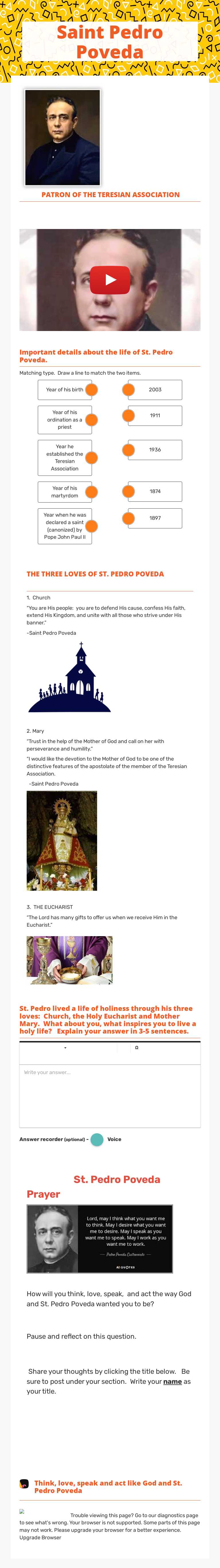 Saint 
Pedro Poveda worksheet preview image