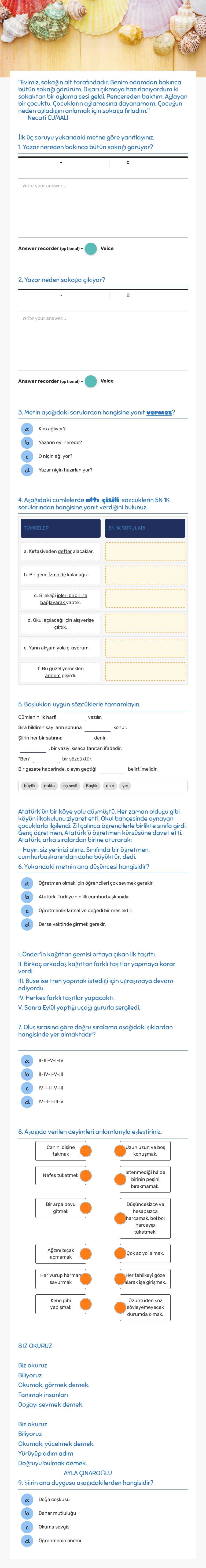 TEPEÖREN 3-A TEKRAR ÇALIŞMASI worksheet preview image