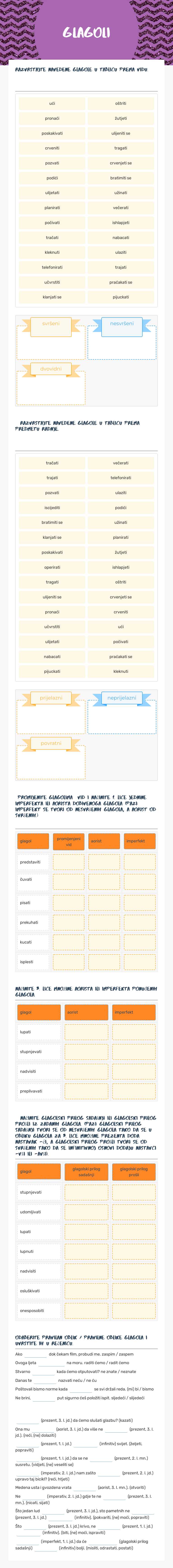 Glagoli Grade 2 worksheet preview