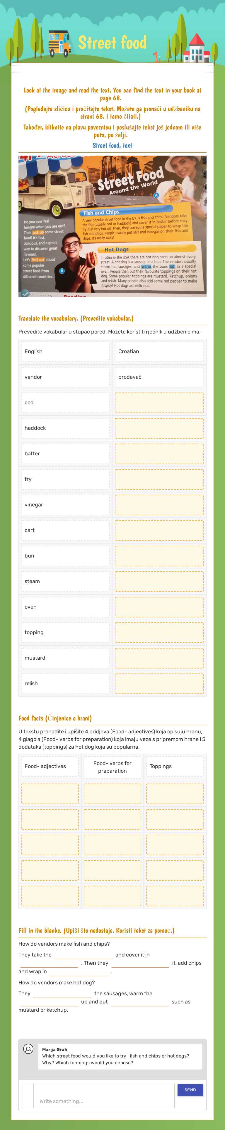Street food Grade 5 worksheet preview