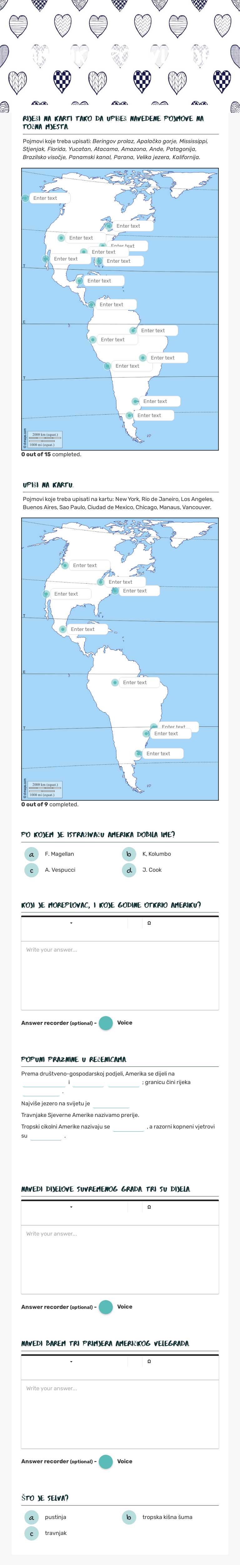 Amerika-ponavljanje worksheet preview image