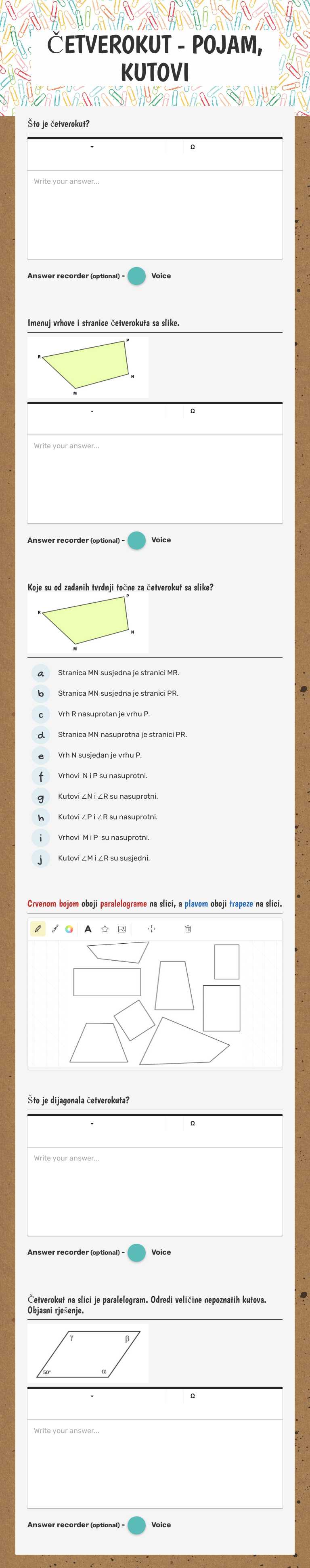 ČETVEROKUT - POJAM, KUTOVI worksheet preview image