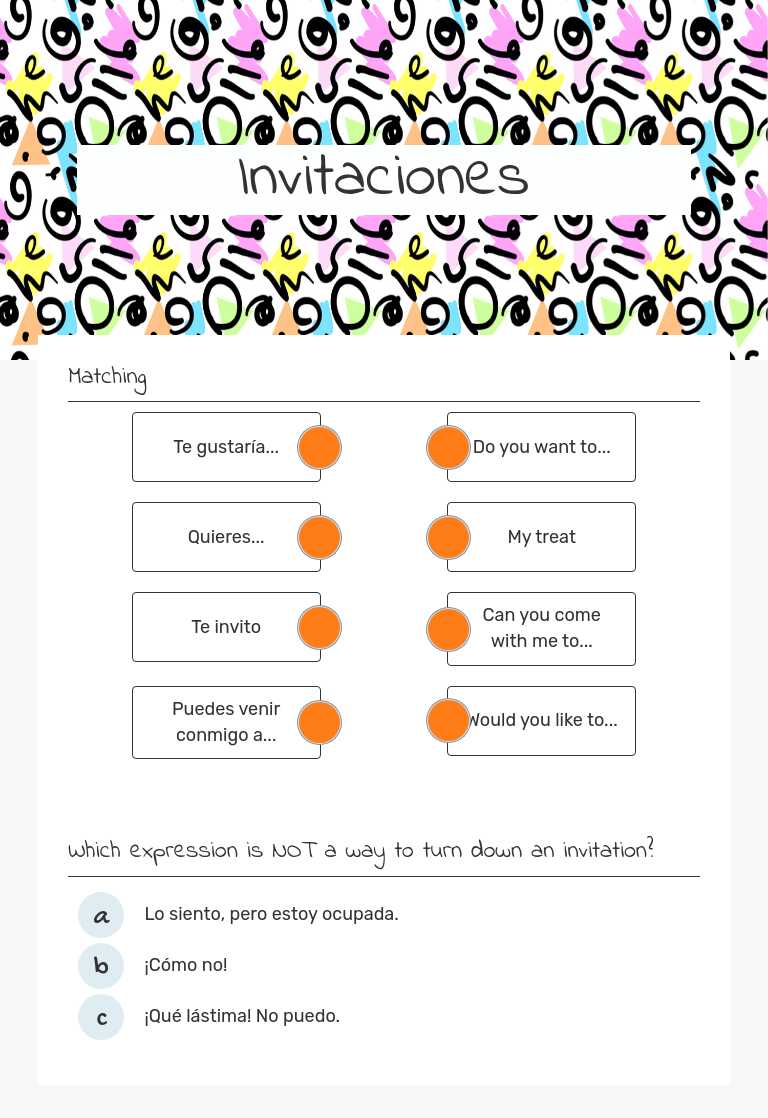 Invitaciones worksheet preview image