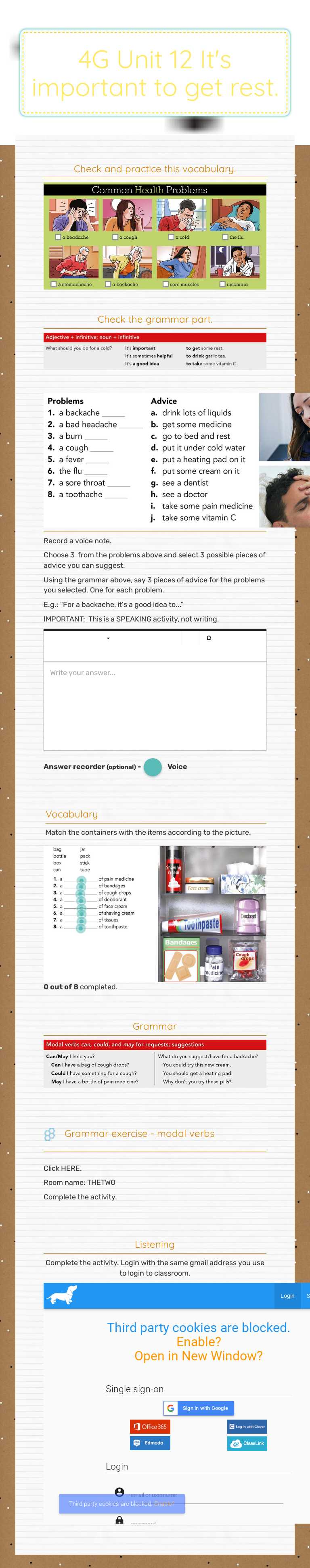 4G Unit 12
It's important to get rest. worksheet preview image