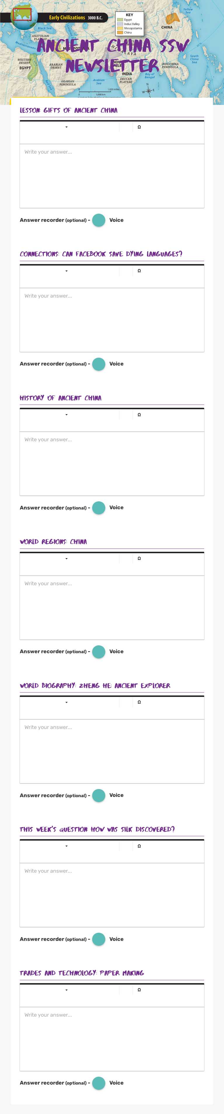 Ancient China
SSW Newsletter worksheet preview image