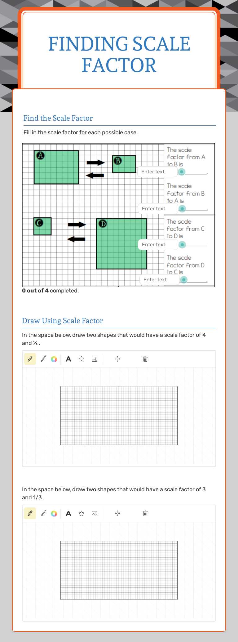 Finding Scale Factor worksheet preview image