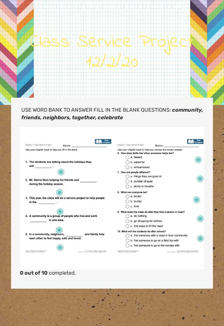 Class Service Project 12/2/20 worksheet preview image