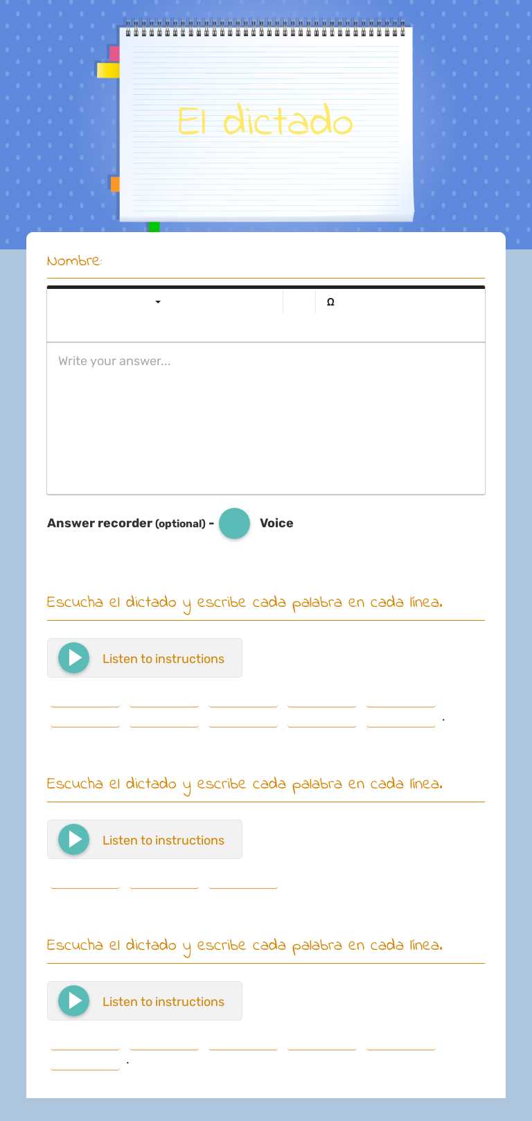 El dictado worksheet preview image