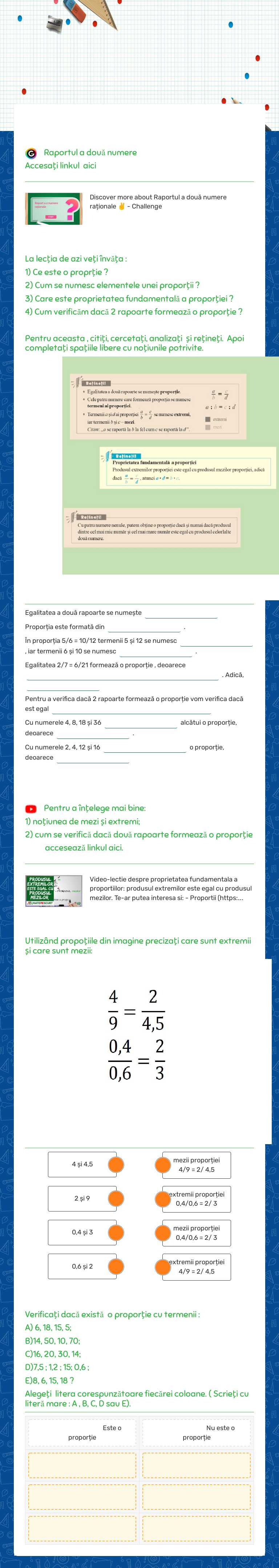 Proporții worksheet preview image