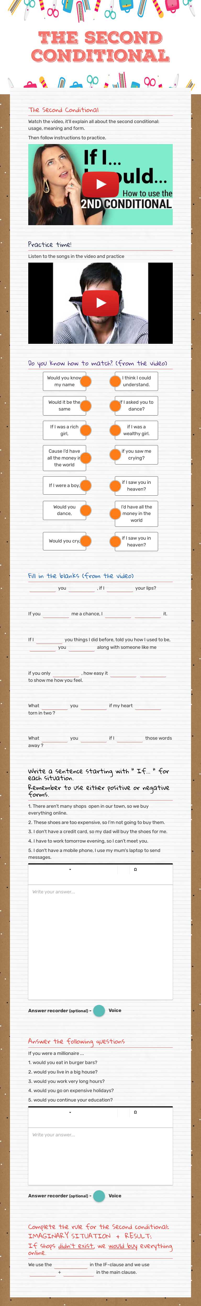 The second conditional worksheet preview image