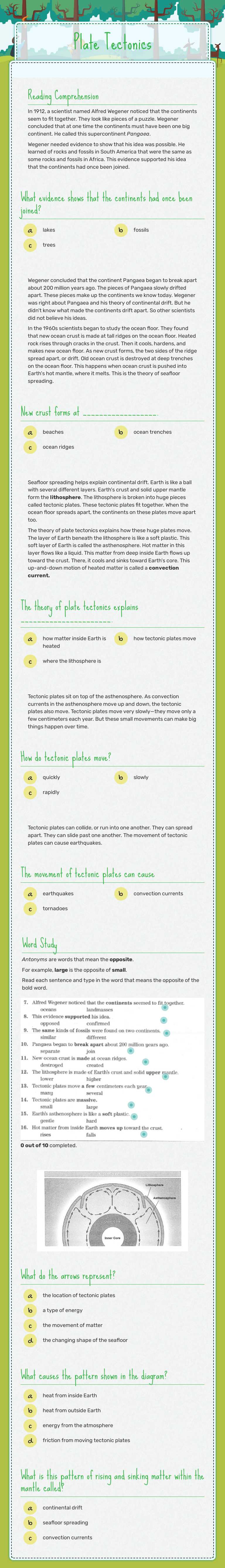 Plate Tectonics worksheet preview image