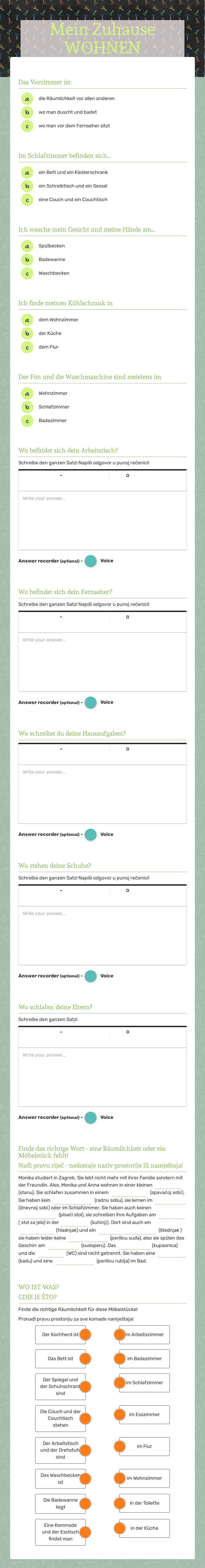 Mein Zuhause  WOHNEN worksheet preview image