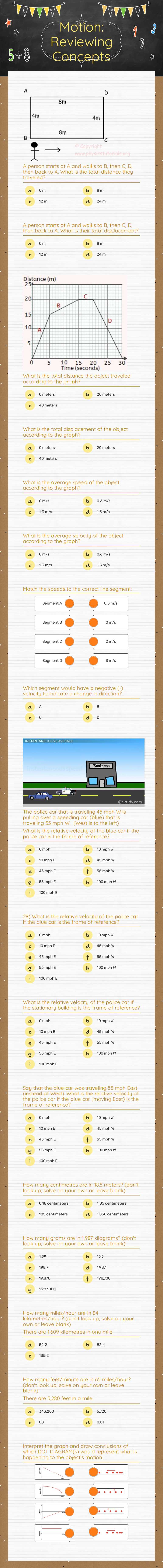 Motion: Reviewing Concepts worksheet preview image