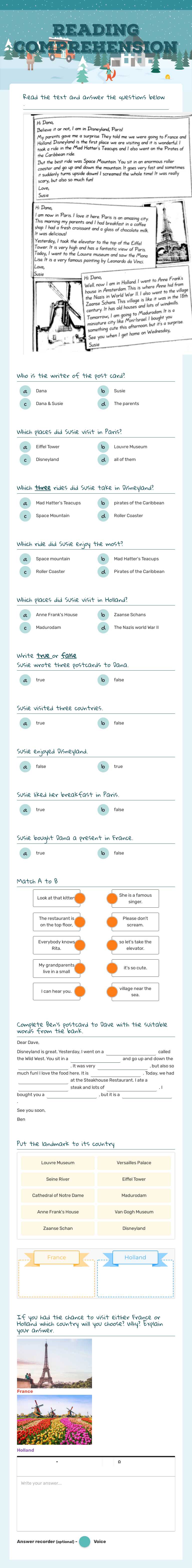 Reading comprehension worksheet preview image