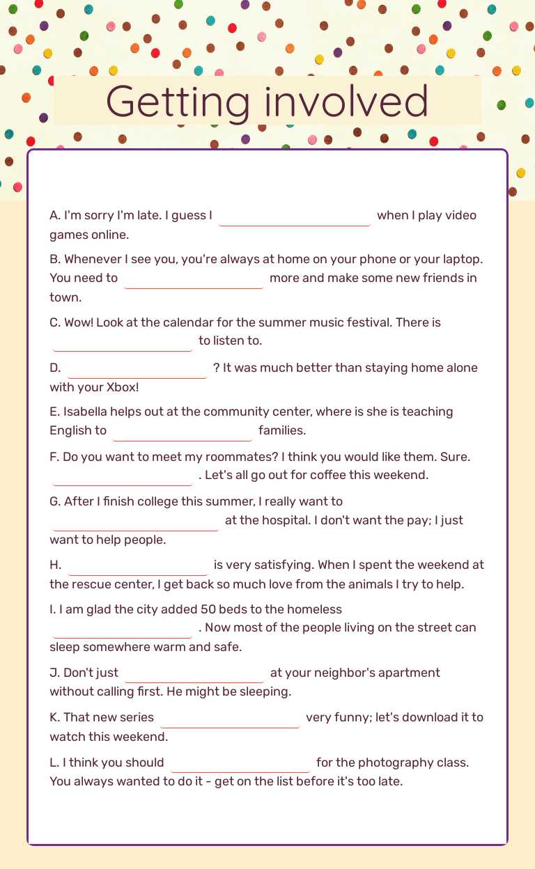 Getting involved worksheet preview image