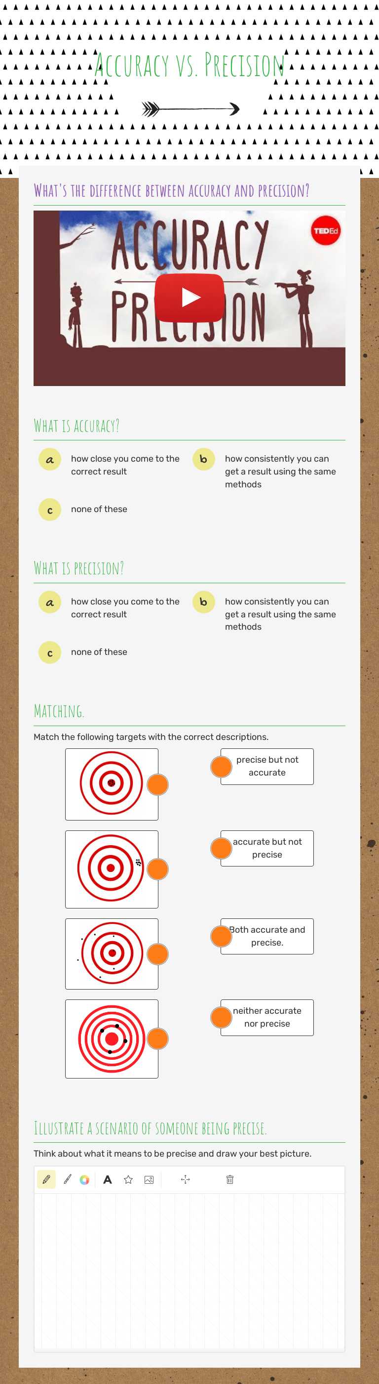 Accuracy vs. Precision worksheet preview image