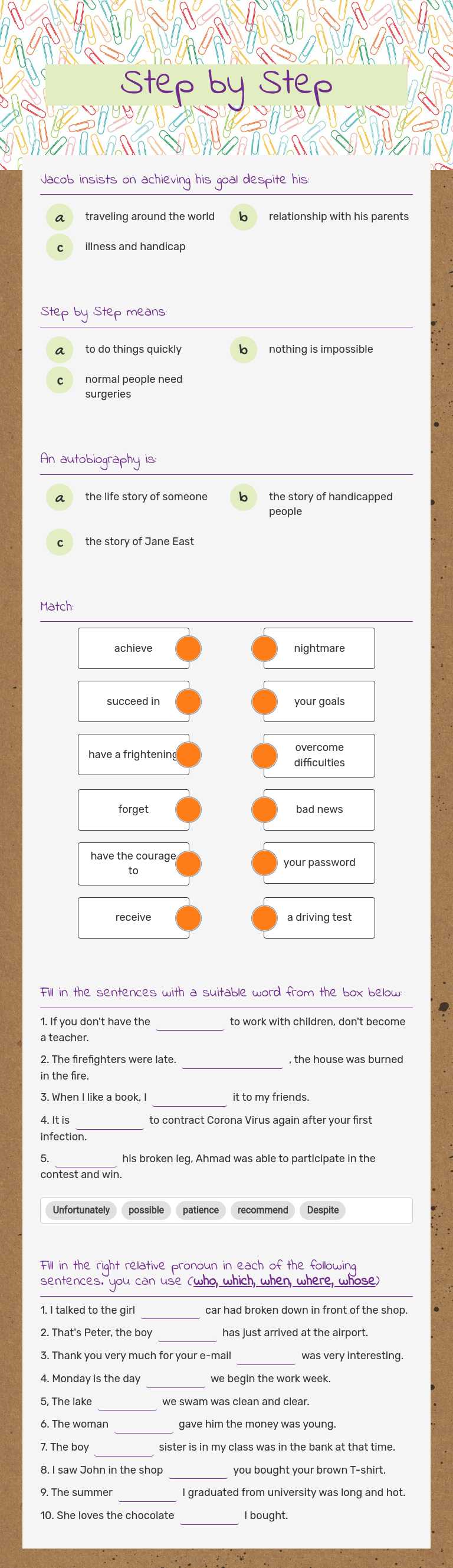 Step by Step worksheet preview image