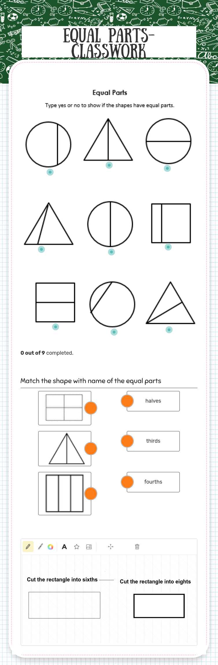 Equal Parts- Classwork worksheet preview image