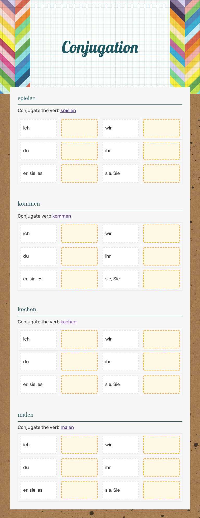 Conjugation worksheet preview image
