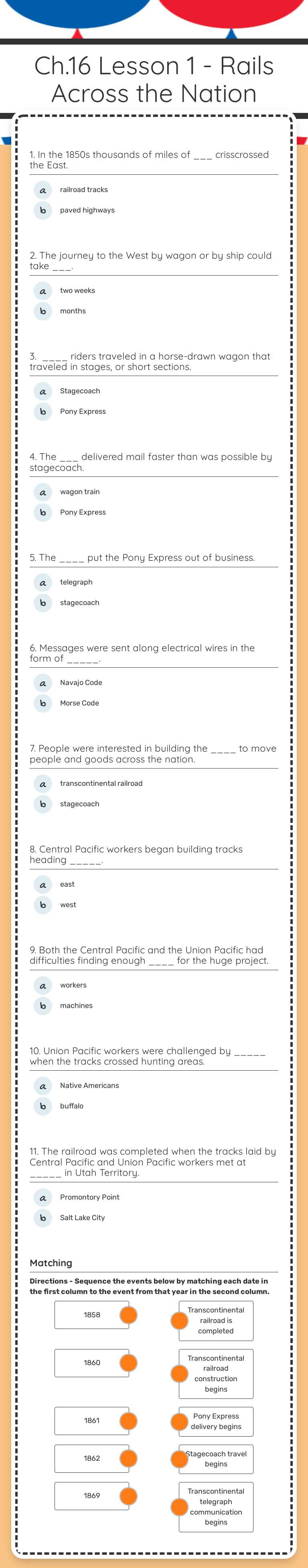 Ch.16 Lesson 1 - Rails Across the Nation worksheet preview image