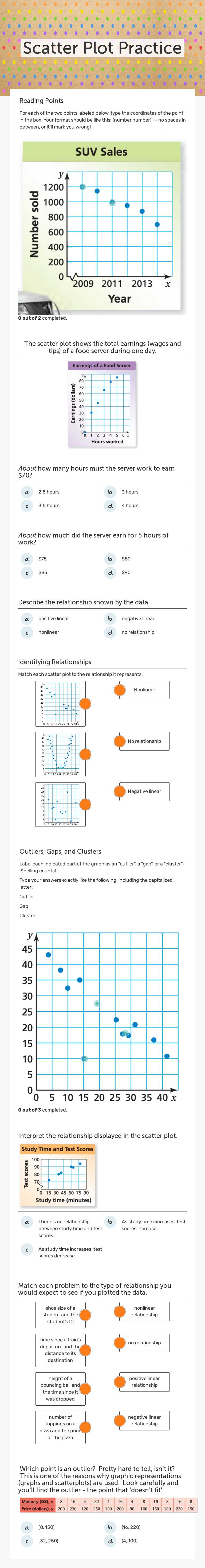 Scatter Plot Practice worksheet preview image