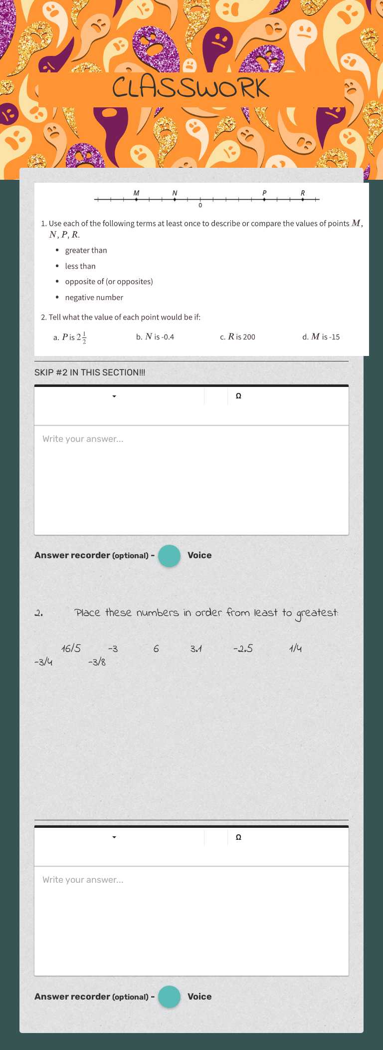 CLASSWORK Grade 6 worksheet preview