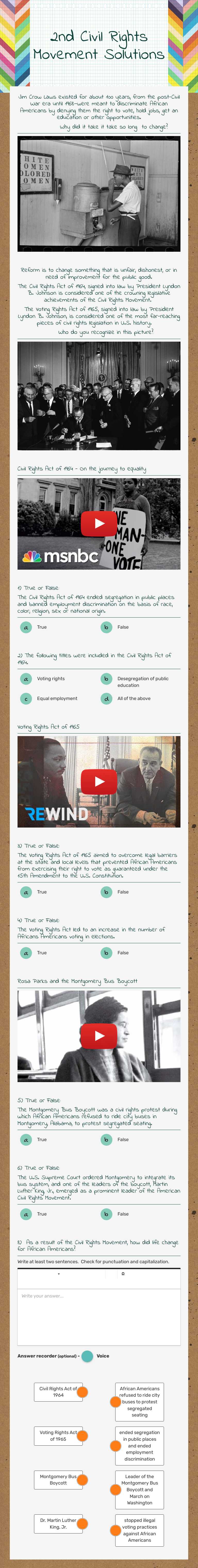 2nd Civil Rights Movement Solutions worksheet preview image