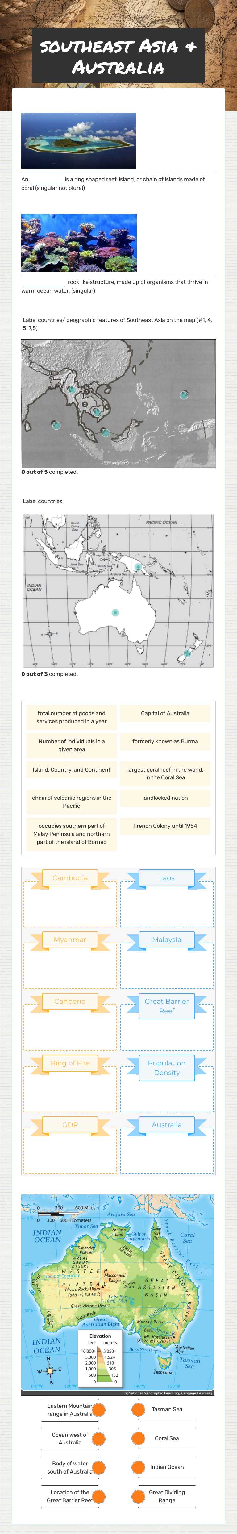 southeast Asia & Australia worksheet preview image