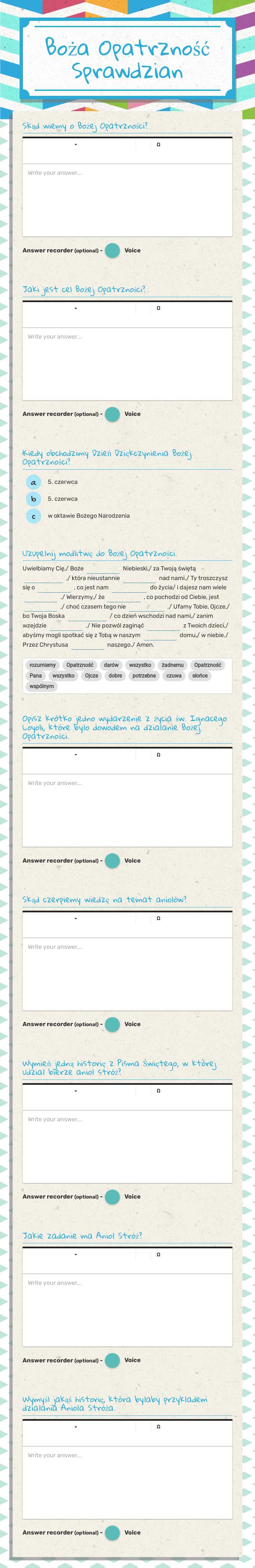 Boża Opatrzność
Sprawdzian worksheet preview image