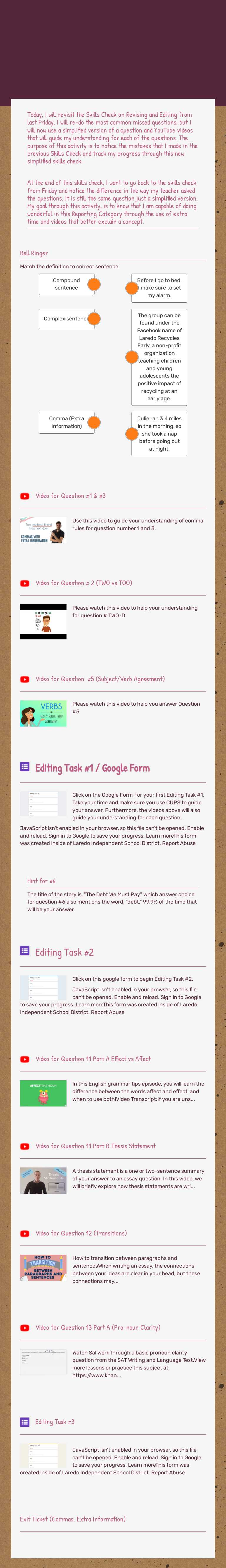 Friday October 21, 2022 -Revise and Edit Guided Skills Check worksheet preview image