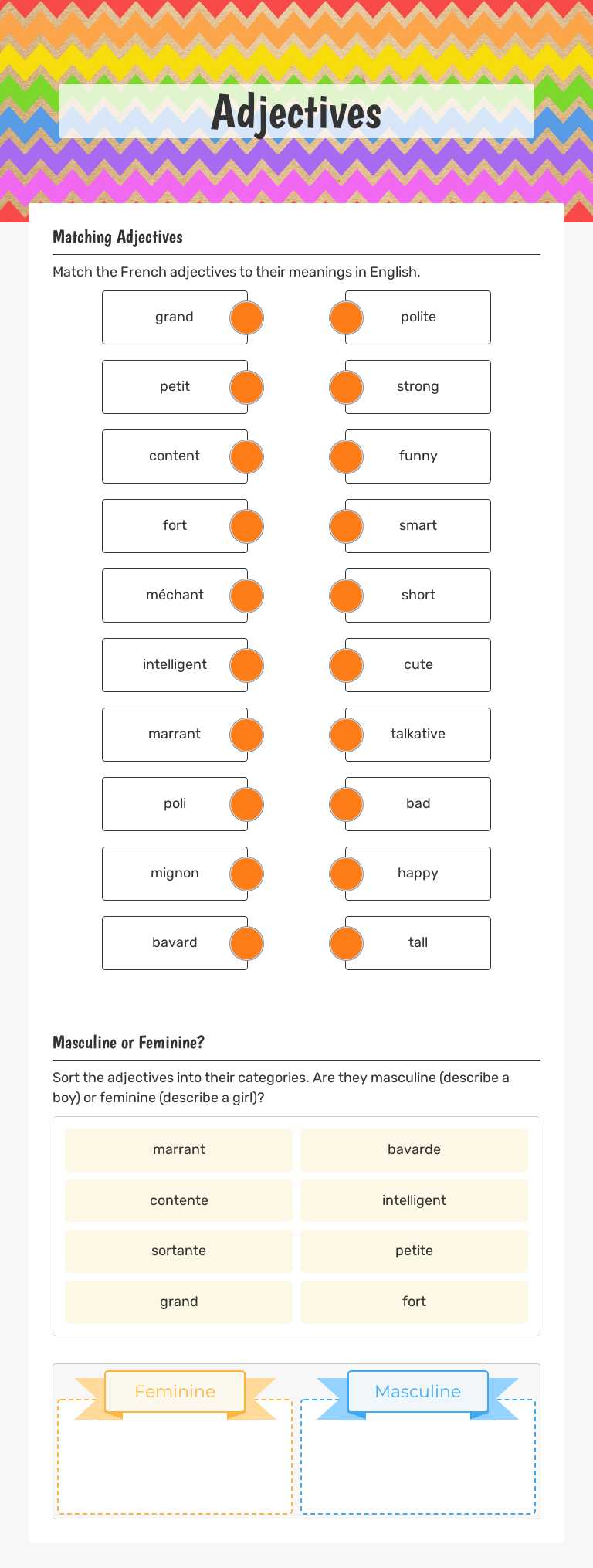 Adjectives worksheet preview image