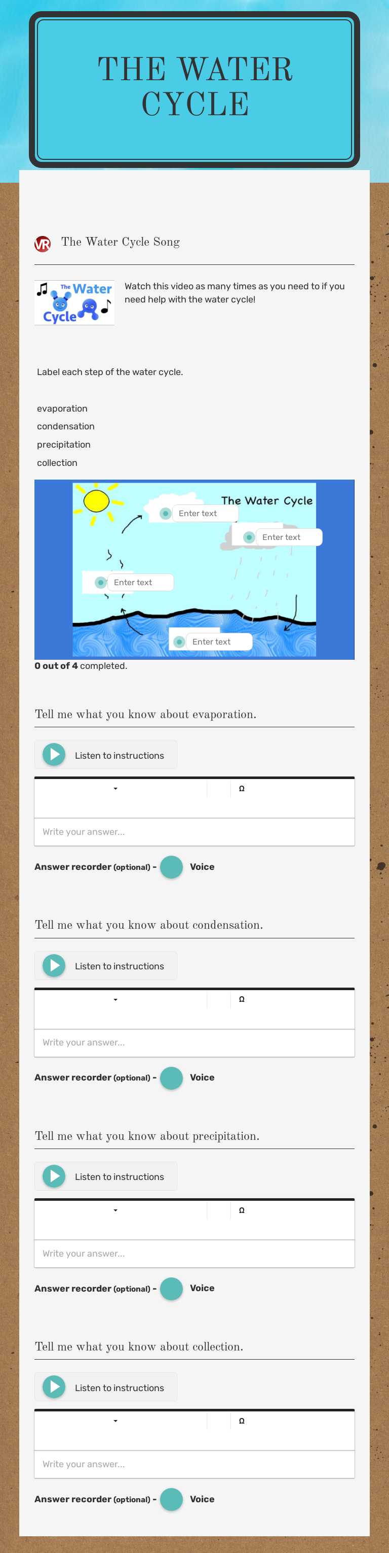 The Water Cycle Grade 3 worksheet preview