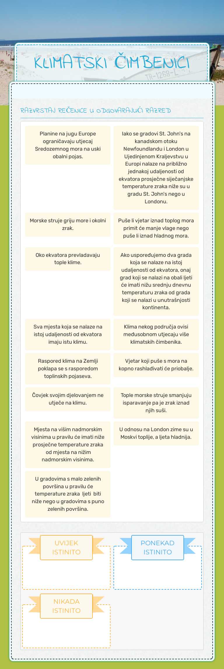 KLIMATSKI ČIMBENICI worksheet preview image