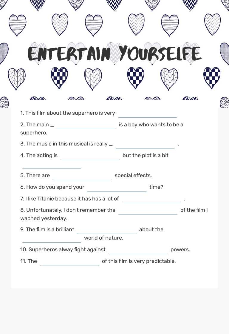 ENTERTAIN YOURSELFE worksheet preview image