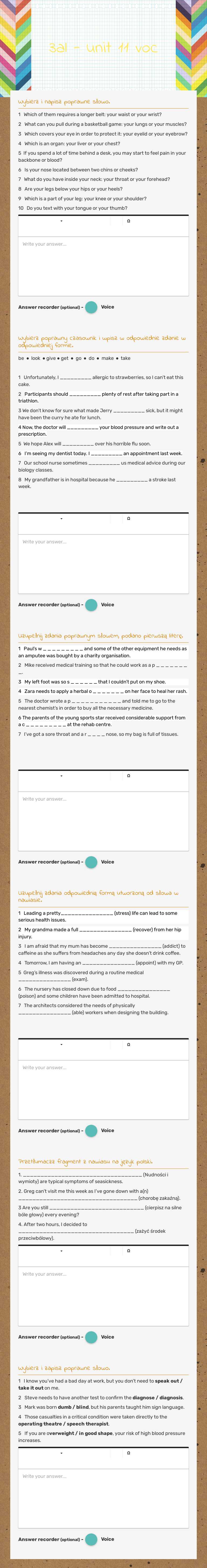 3al - unit 11 voc Grade 12 worksheet preview