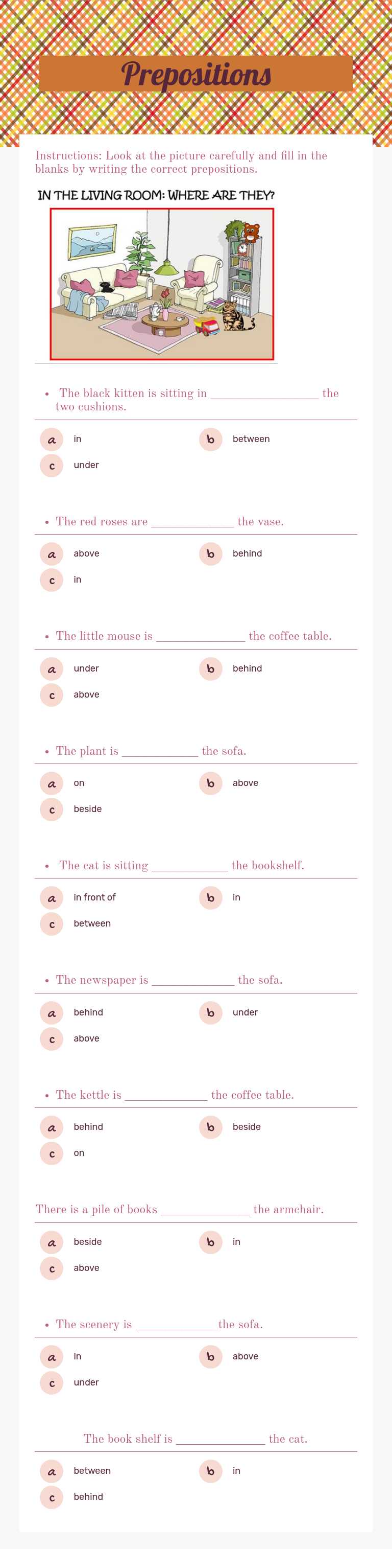 Prepositions worksheet preview image