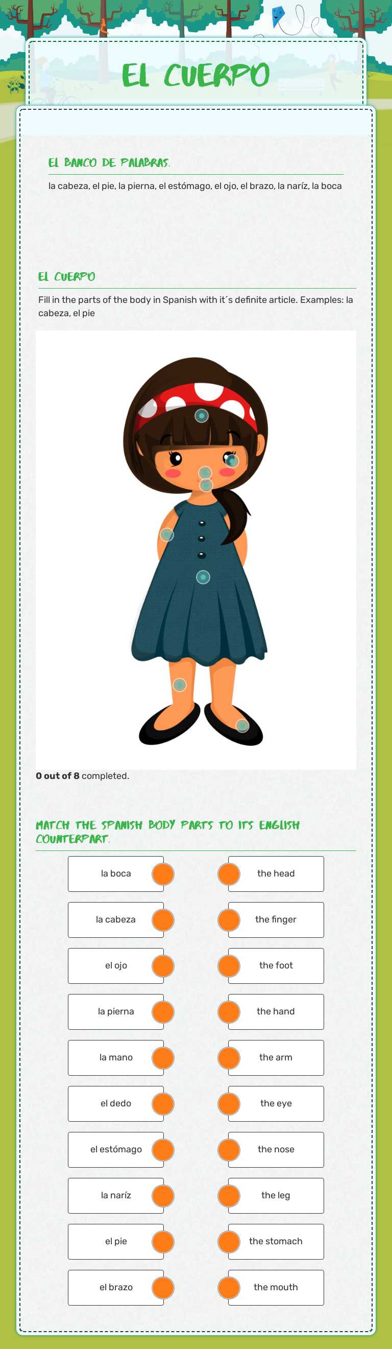 El Cuerpo worksheet preview image
