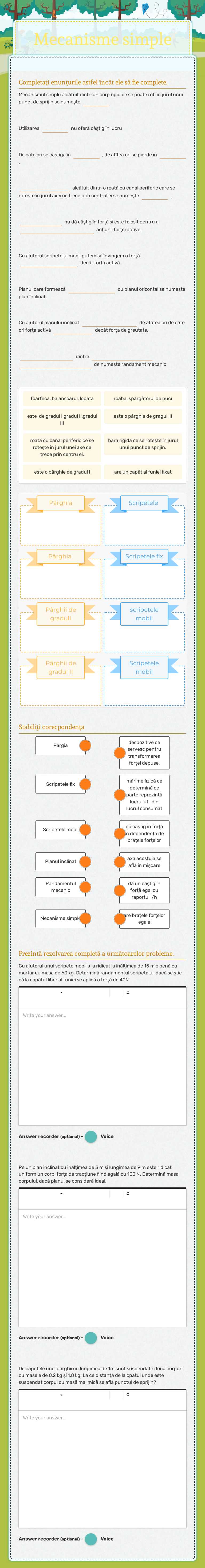 Mecanisme simple worksheet preview image