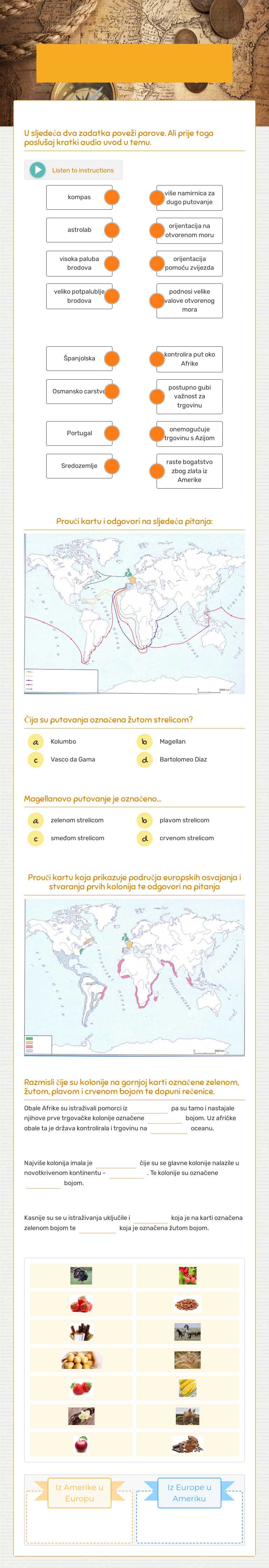 Velika geografska otkrića worksheet preview image