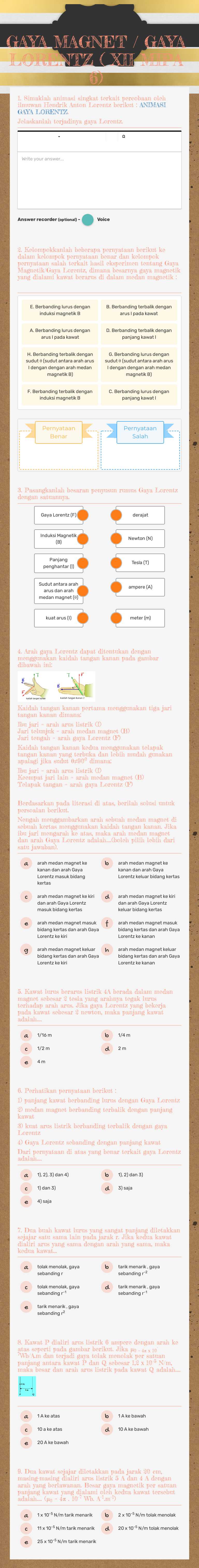 GAYA MAGNET / GAYA LORENTZ ( XII MIPA 6) worksheet preview