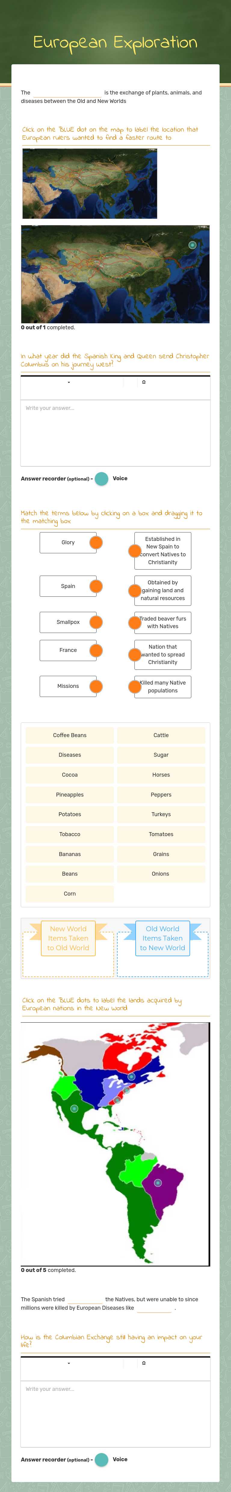 European Exploration worksheet preview image