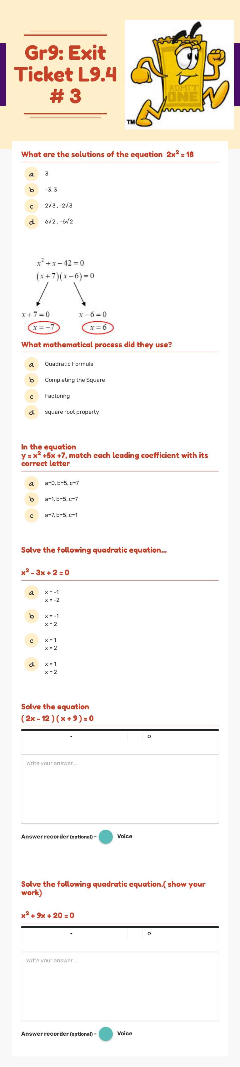 Gr9: Exit Ticket L9.4 # 3 worksheet preview image