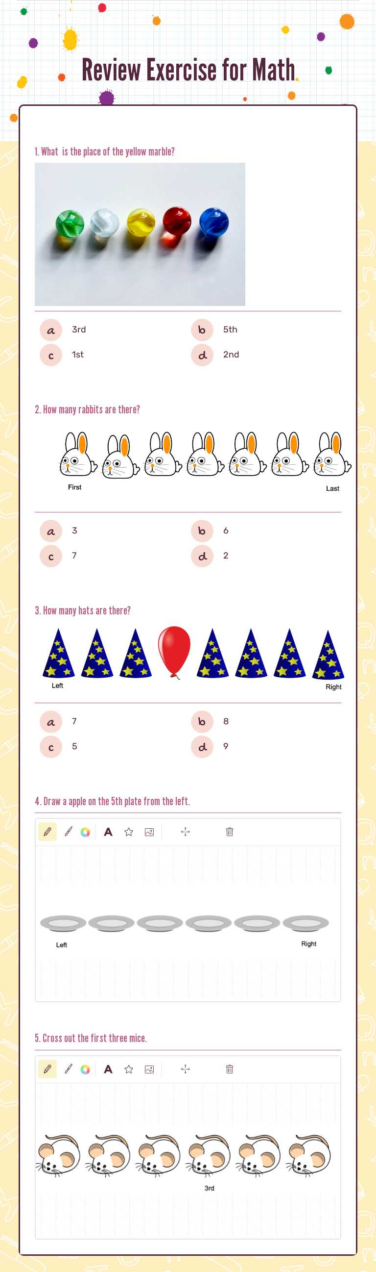 Review Exercise for Math Preschool worksheet preview