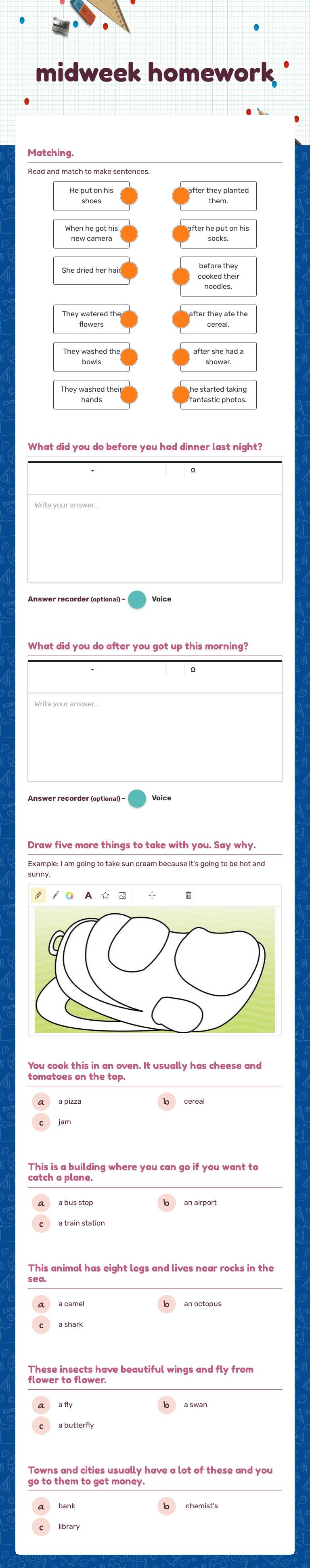 midweek homework Grade 3 worksheet preview