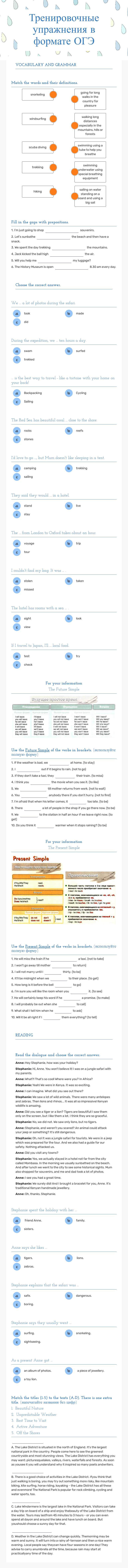 Тренировочные упражнения в формате ОГЭ worksheet preview image